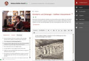"Lernen mit Interviews": Video, transcript, tasks, editor