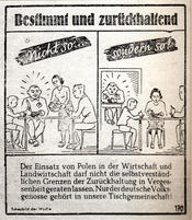 W gazetach ukazywały się rysunki, które miały pouczać Niemców w kwestii traktowania Polaków.